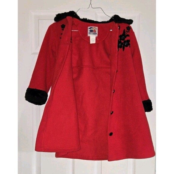 Vintage Petes Partner Good Lad Girls Size 6 Red Fleece Dress Coat & Hat 2pc Set! - Picture 7 of 16